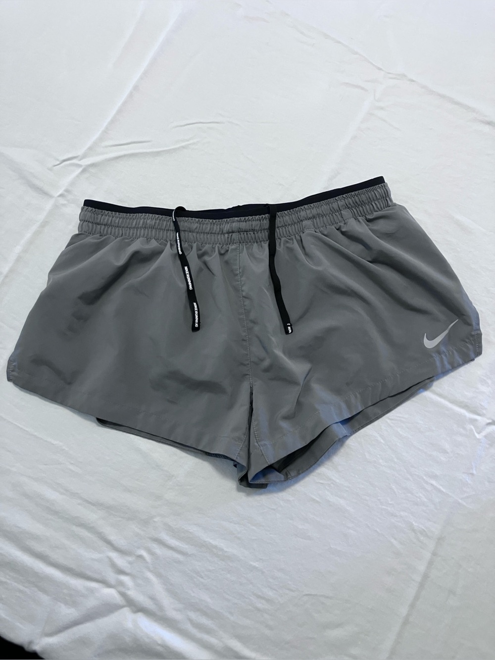 Nike Size M Grey Dri-Fit Lined Running Shorts
